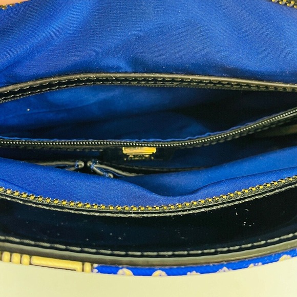 Anne‎ Klein Handbag Multicolor Chevron Polka Dot Stripe Faux Leather Patent Trim - Picture 10 of 10